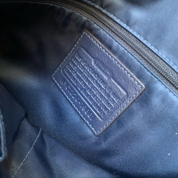 Coach Signature Logo Blue Nylon/Leather Tote - Picture 8 of 8